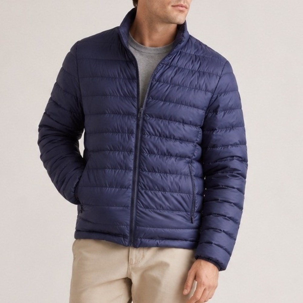 Quince Lightweight Down‎ Packable Puffer Jacket Travel Lightweight Navy XXL FLAW